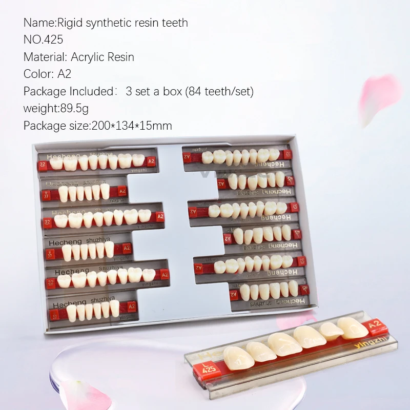 Two Layers Synthetic Resin Teeth 3set Box Dental Rigid Acrylic Teeth