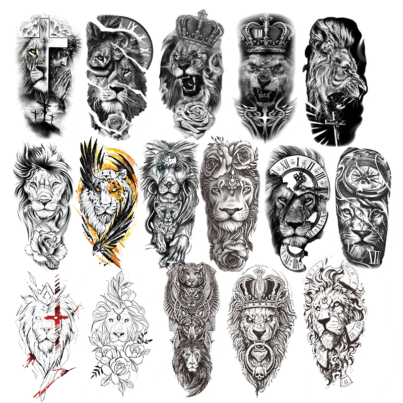 Men Waterproof Paper Temporary Tattoo Sticker Cool Realistic Lion King  Animal Paste Non-toxin Ink Full Arm Back Leg Tattoo Stick - Buy Temporary  Tattoo Stickers For Men And Women,Waterproof Tattoo Stencil,Eco-friendly And