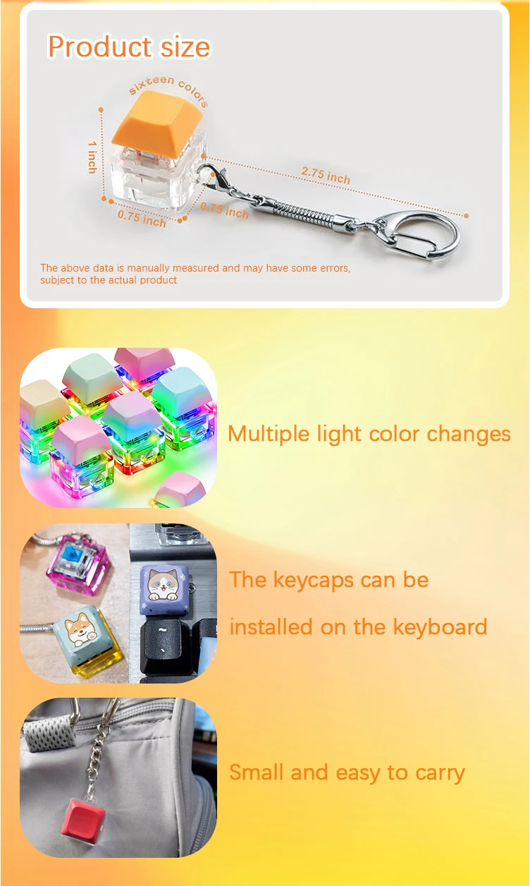Custom Keyboard Keycap Keychain DIY Logo Printing Design Stress Relief Switch Key Chain factory