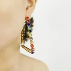 Diamond Earrings Multiple Geometric Shapes Triangle Shape Rhinestone Diamond Hoop Earrings