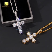 Big Size Single Stone Custom Iced Out CZ Hip Hop Jewelry Cross Pendant Stainless Steel With Cubic Zirconia Diamond Charm Pendant