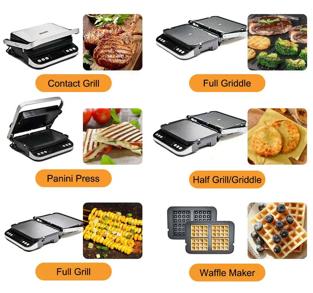 2000w Electric Contact Grill Digital Griddle And Panini Press,Optional