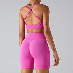 New Style Women's Thin Strip Cross Back Exercise Tank Top Sexy Breathable Seamless Compression Fitness Yoga Sports Bra