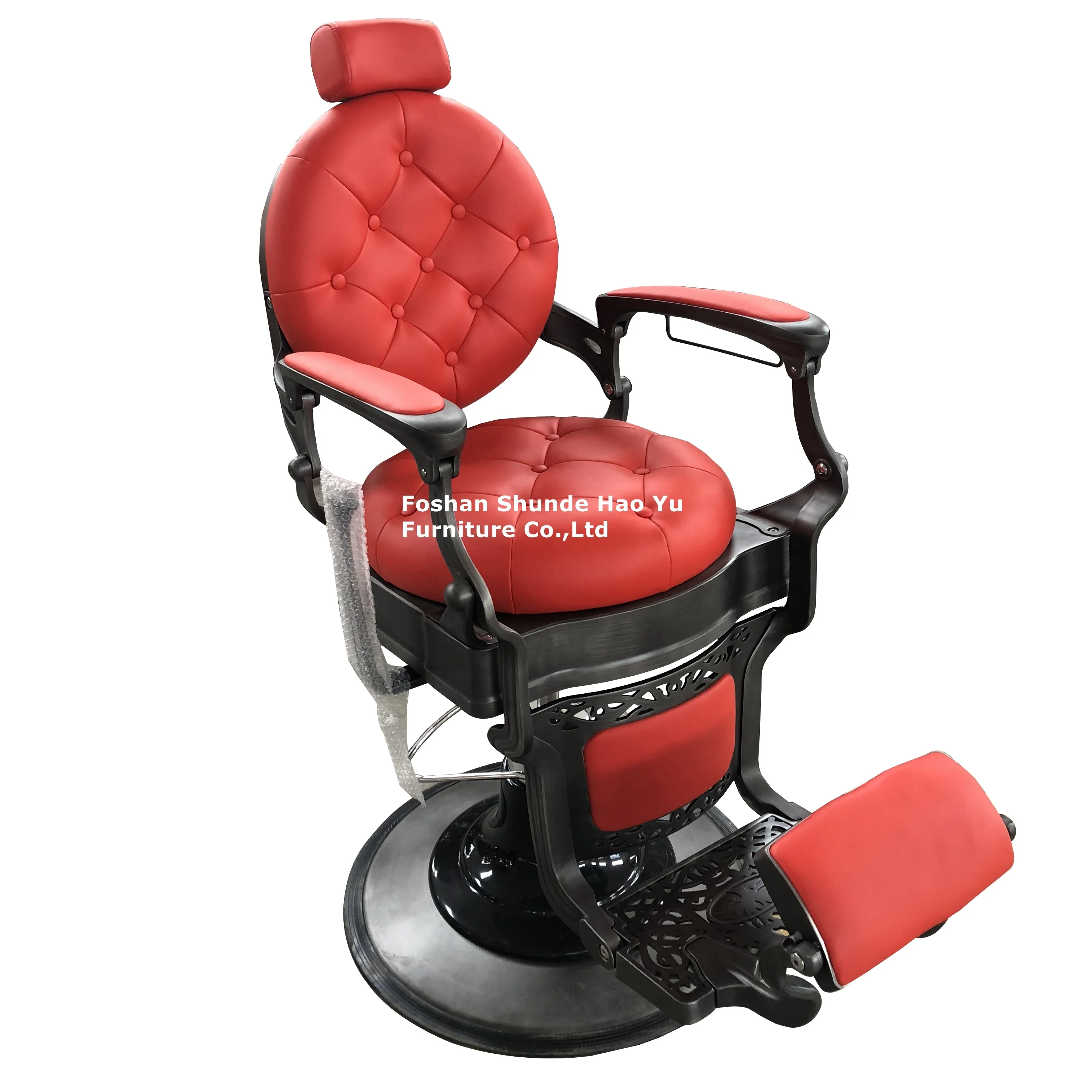 barber chair red and black