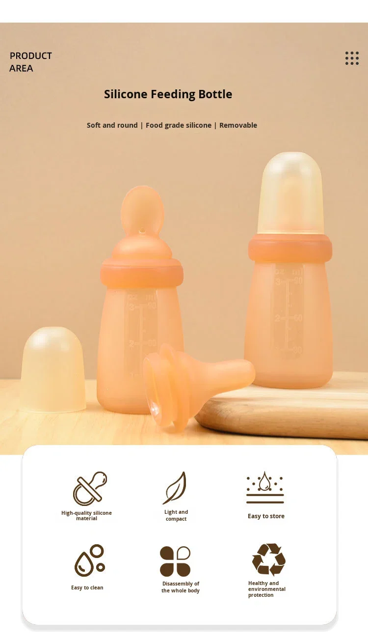 Multifunctional Infant Silicone Rice Cereal Spoon Bottle Squeeze-Type Complementary Food Tableware for Maternal Infant Supplies details