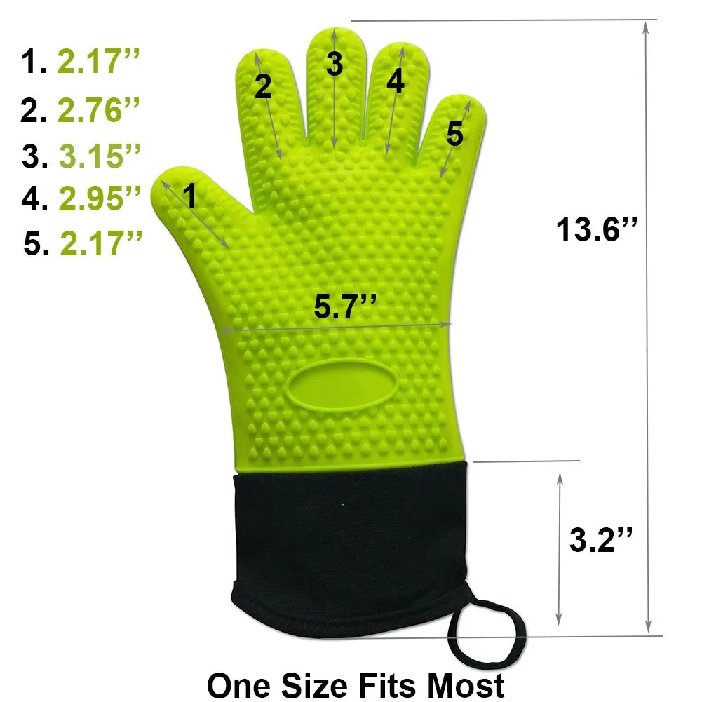 BBQ Silicone Gloves Oven Safe 15'' Extra Long Heat Resistant Dishwasher Safe Grilling Cooking Pot Holders Silicone Mitts Quilted manufacture