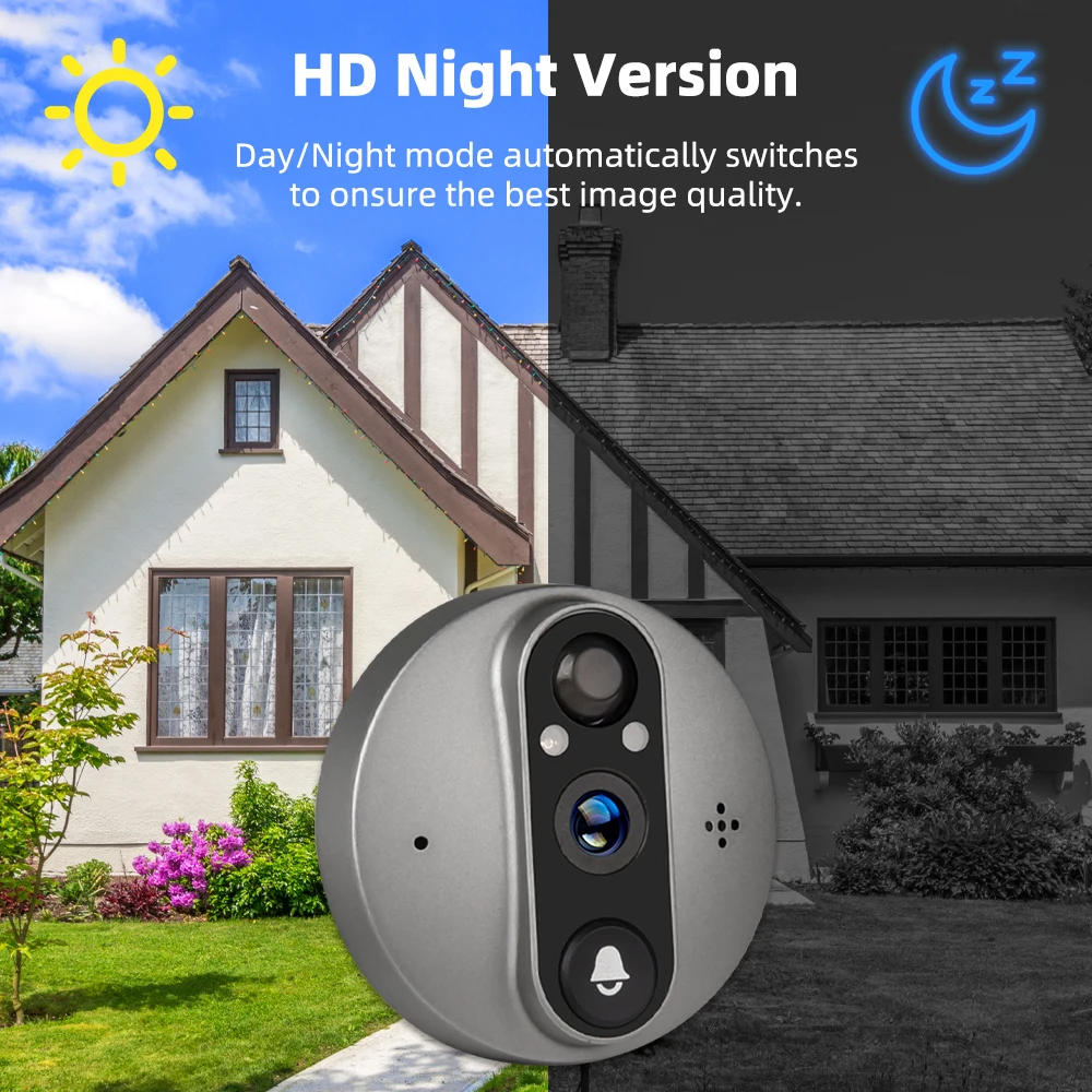 4.3 Inch Wifi Doorbell Tuya Smart 3MP Wifi Video Peephole Camera +32GB SD Card Home Security Door Cam Motion Detection Monitor