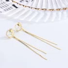 Earrings 925 Long Earrings Temperament Korean Asymmetric Earrings Female 925 Silver Rose Gold Long Tassel Earrings