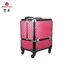 Case Makeup Classic Design Trolley Make Up Case Cosmetics Rolling Case Diamond Print Makeup Travel Box