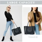 Handbag Bag Black Plain Large Travel Handbag Teachers Working Woman Tote Bag Ladies Pu Leather Totebag With Zipper