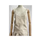 Tops Ladies 2021 China New Design Fashion Sleeveless Lace Crop Tops Pu Leather Tank Tops Summer Ladies Vest