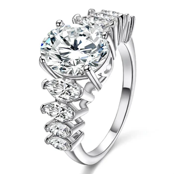High quality large stone wholesale fashion white gold diamond engagement wedding ring