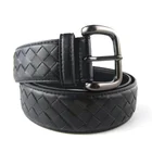 Leather Belt Cowhide Mens Pin Buckle Stretch Braided Leather Belt