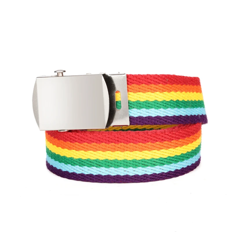 rainbow canvas belt