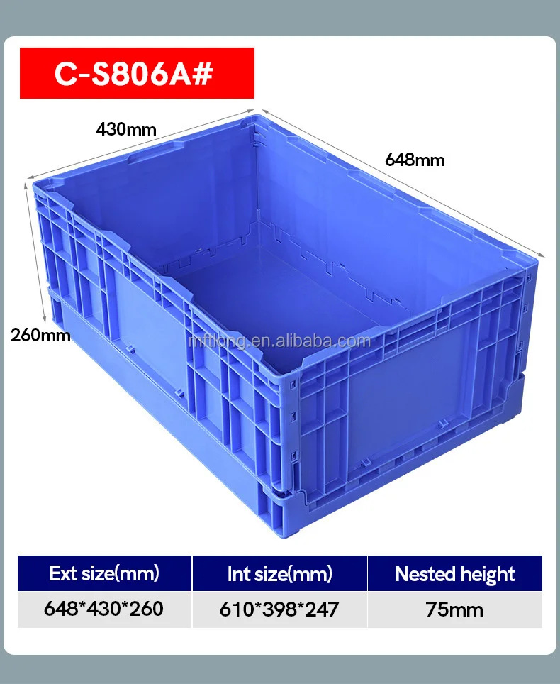 Crate For Sale Crate Vegetable Foldable Plastic Customized Logo Blue
