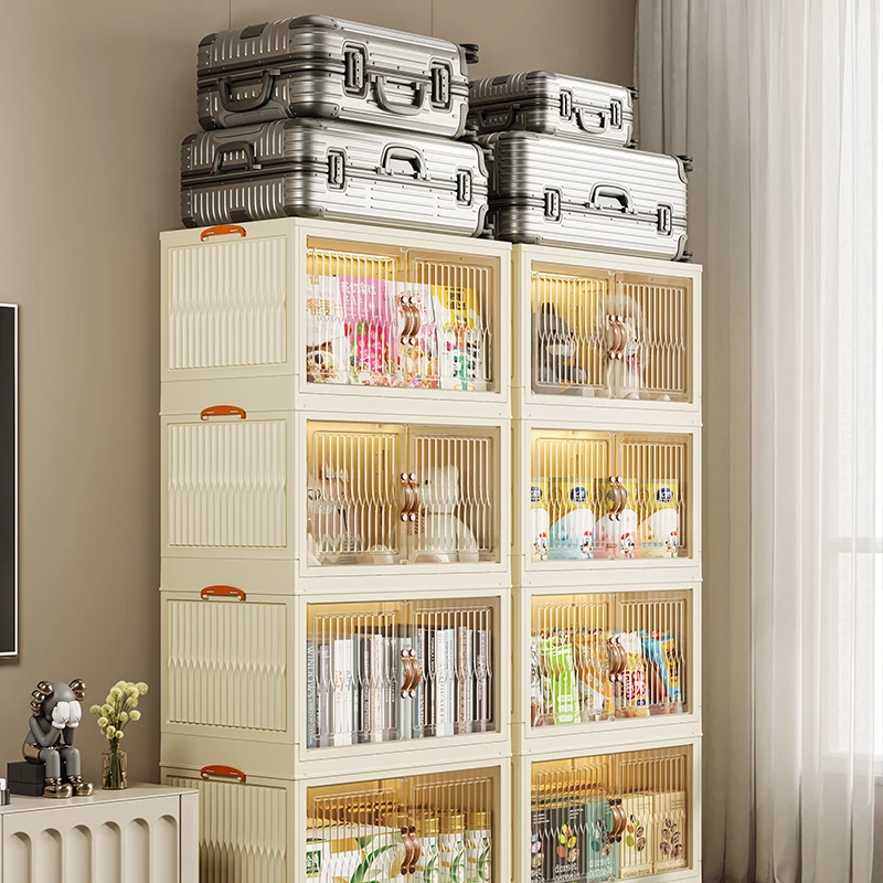 Portable Storage Wardrobes Modern Baby Clothes Organizer Plastic Folding Toy Storage Cabinets For Kids