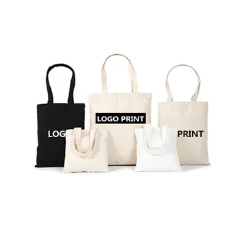 cheap custom logo print small large black white eco friendly canvas shopping bags reusable beach natural cotton canvas tote bag