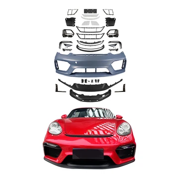 Suitable for Porsche 2006-2012 Boxster Cayman 987 upgraded GT4 front bumper body kit PP material car grille