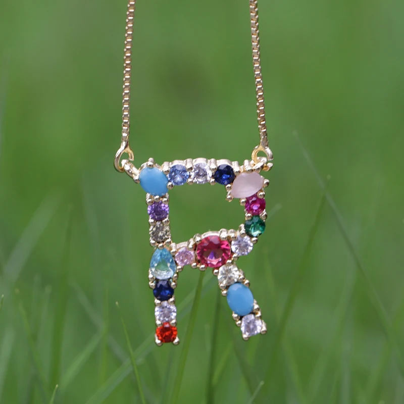 24k Gold Plated Colorful Rainbow Zircon 