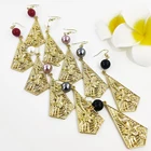 Earrings SHUIIN Tropic Flower Geometric Plumeria Drop Pearl Earrings Hawaiian Women Gold Jewelry Wholesale