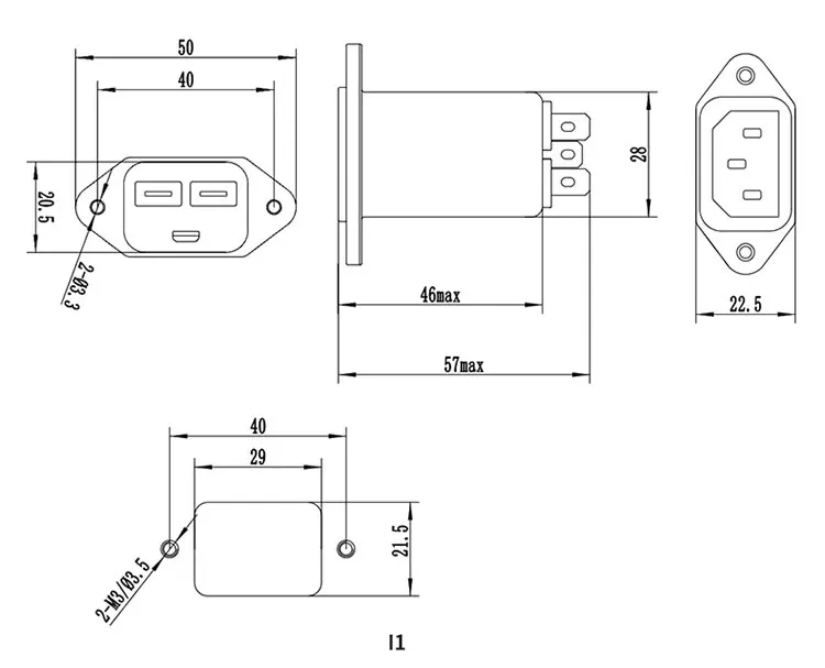 AC 250V IEC Socket EMI Filter RFI (LC RC Networks) Suppressor Power Line Noise 1A 3A 6A 10A for Power Supply manufacture