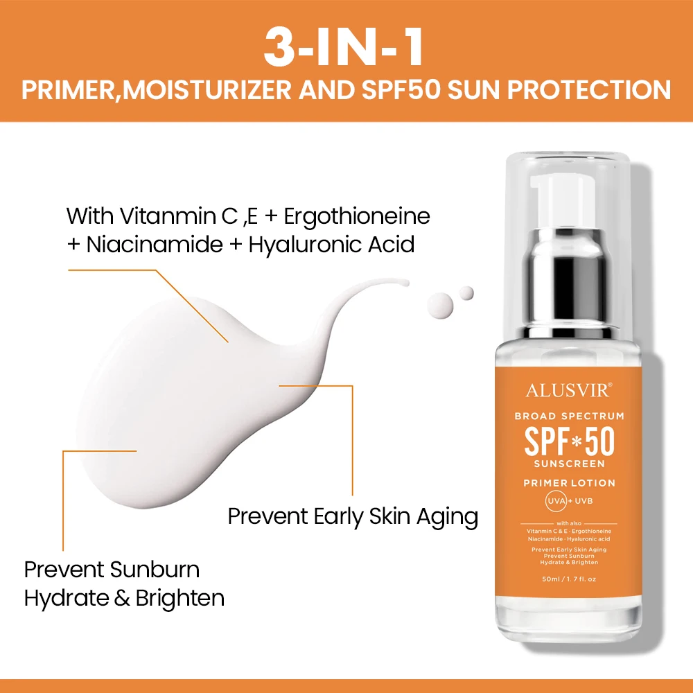 Oem Face Base Cream Makeup Primer Lotion Sunscreen Spf 50 Brightening Protecting Skin Lotion Cream Private Label