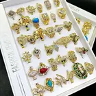 Gold Wholesale Delicate Exaggerated Big 14 K Gold Ring Cheap Hybrid Luxury Bulk Ring Lote Anillos