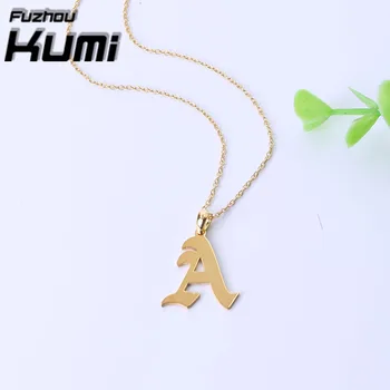 Gold Initial Necklace in Old English Font Personalized Female Jewelry Sterling 925