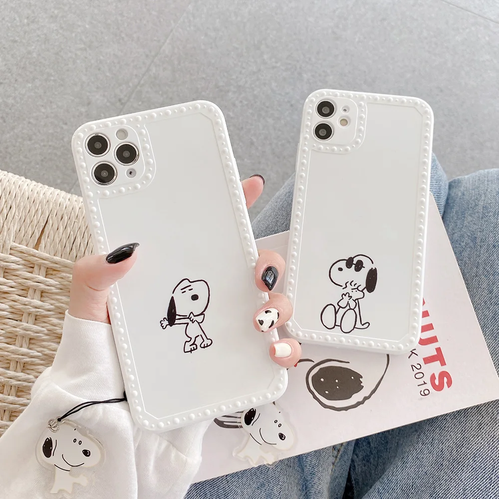 Cute Cartoon Peanuts Dog Phone Case With Ornaments Soft Silicone Back Cover  Shockproof Clear Back Cover Tpu Bumper Cases - Buy Case Phone Cute Cartoon  Peanuts Dog Phone Case Luxury Phone Case