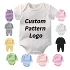 Color Baby Plain Customized Color Custom Printing Solid Color White Baby Pajamas Plain Jumpsuit Solid Cotton Baby Onesie