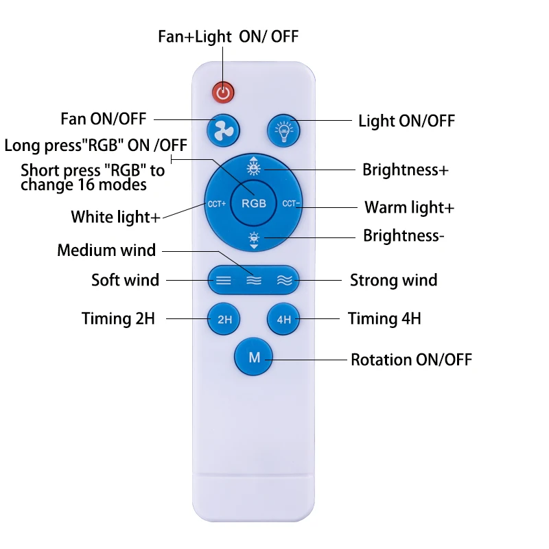 The screw large wind oscillating fan light shines up and down 360 rotating silent RGB color light E27 fan light