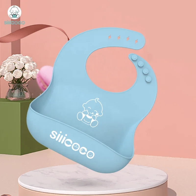 Silicoco Baby Bibs Wholesale Customized Waterproof Bib Bpa Free Adjustable Easy Clean Baby Silicone Bib For Babies Toddlers