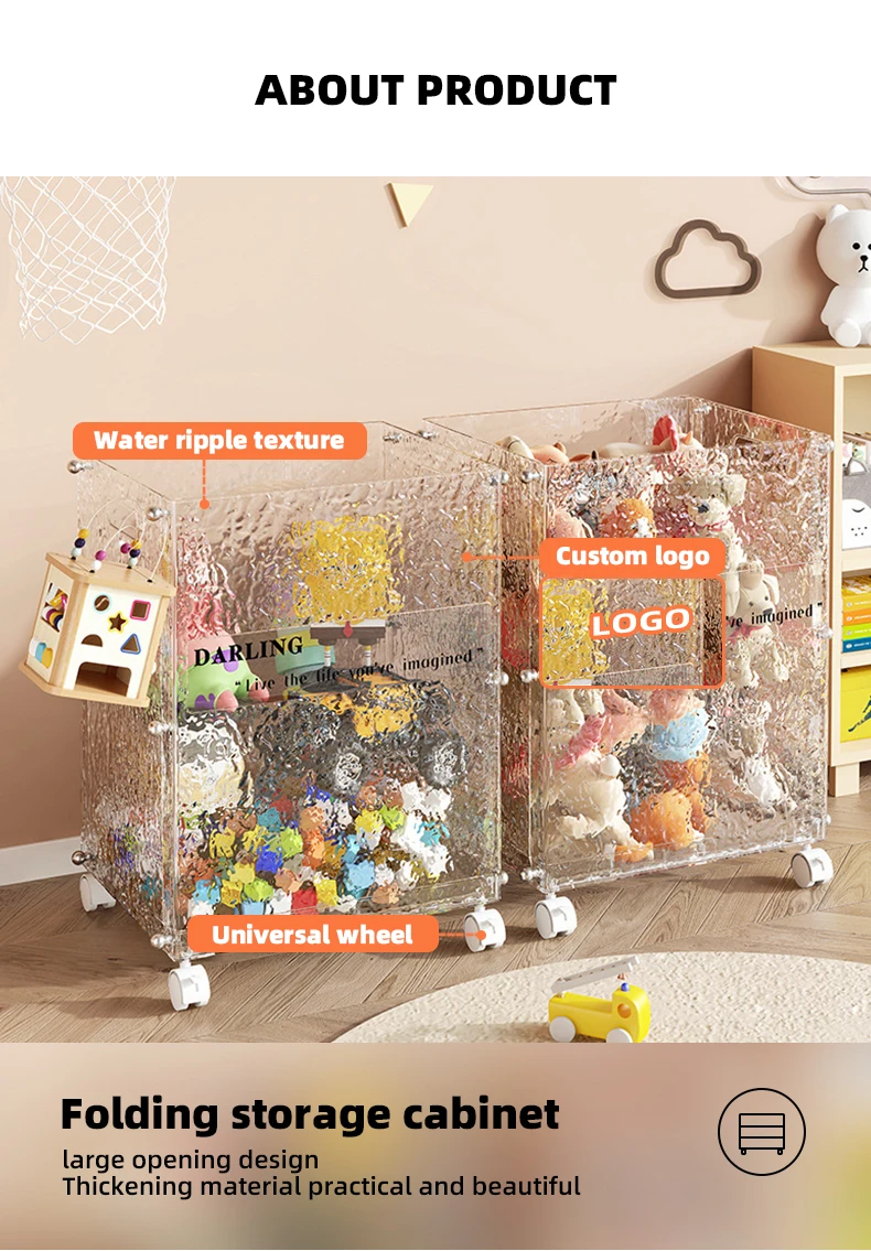 product wannuo flexible water ripple storage box transparent childrens toy storage box visible plastic storage box with wheels-1