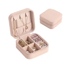 Rings Boxes Jewelry Storage Box Velvet Leather Rings Earrings Necklace Boxes Travel Portable Jewelry Organizer