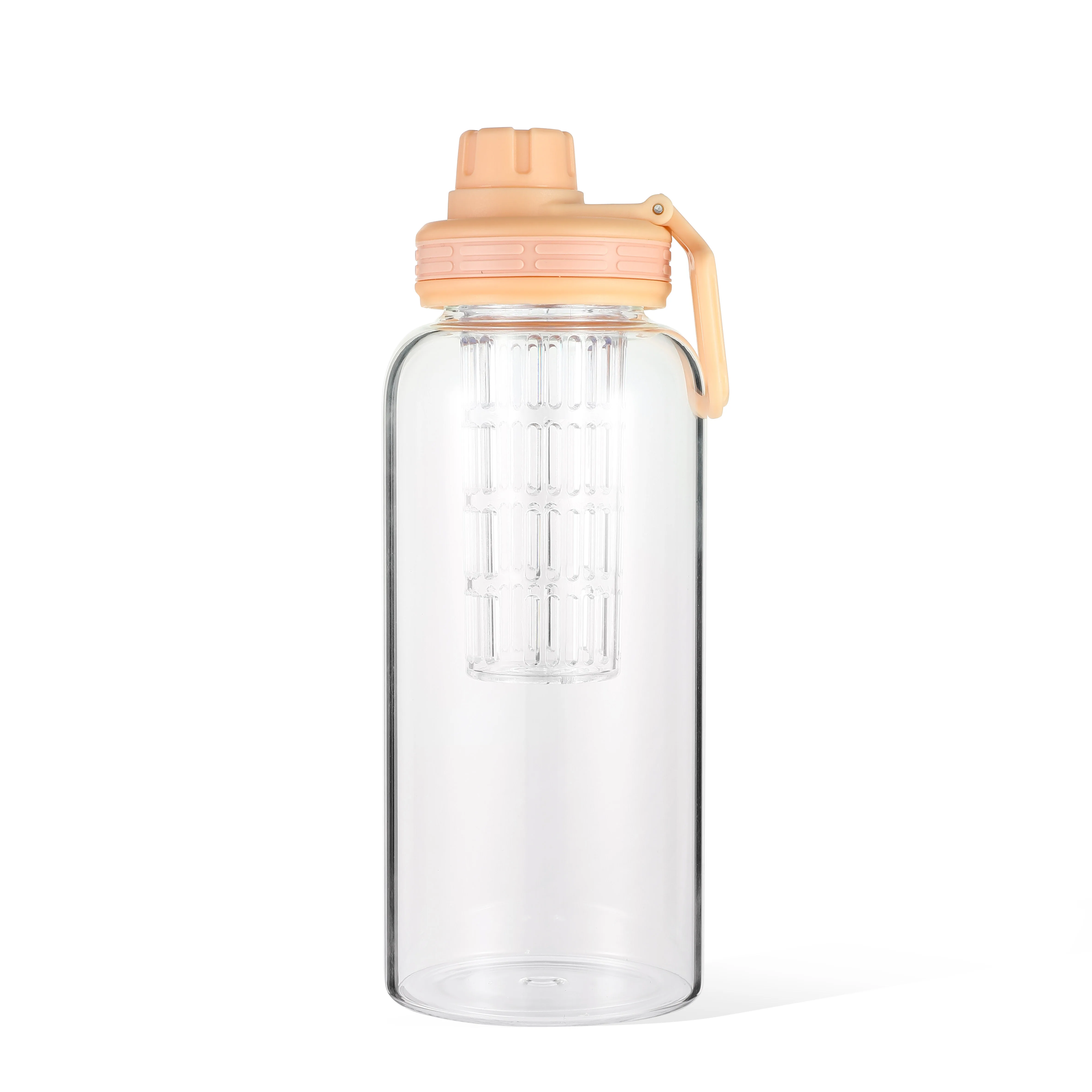 New Arrival 1L Premium Bpa Free Clear Glass Water Bottle With Bamboo Lid And Soft Wood Sleeve