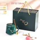 Gift Set Promotional Gift Items Women Souvenir Gift Diamond Ceramic Mug Marbled Spoon Water Cup Gift Set With Lid