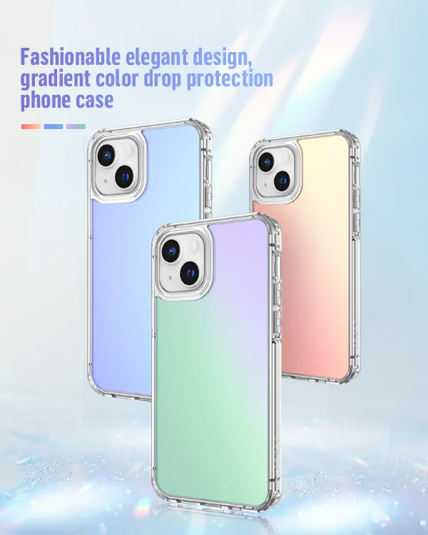 BLUEO New Gradient Ultra Thin Drop Resistance Cell Phone Case TPU PC Shockproof Mobile Phone Cover for iPhone 12 iPhone 13