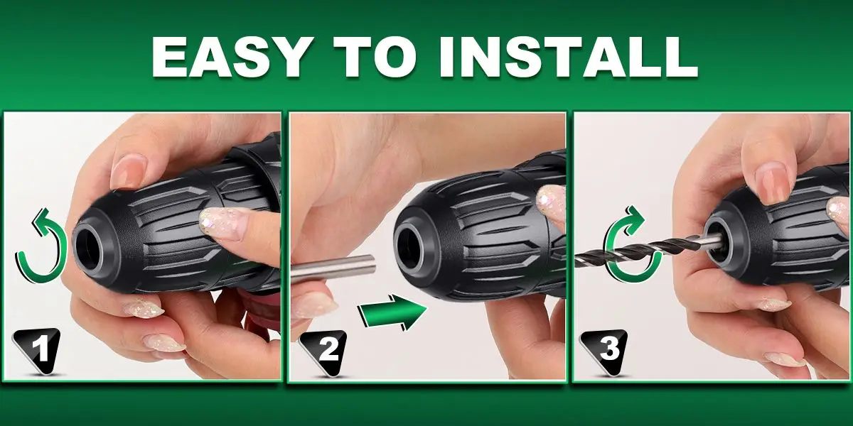 12V Li-ion Battery Cordless Drill Set, Electric Power Tools Screwdriver Drill