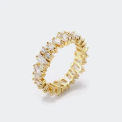 TOP ICY Irregular shape new design cubic zircon women ring 14k gold plating 18k zircon ring round baguette CZ ring