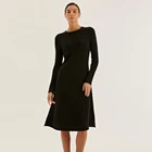 Black Dress 2021 Autumn And Winter Black Long-sleeved Slim Women's Knitted Dress For Girls