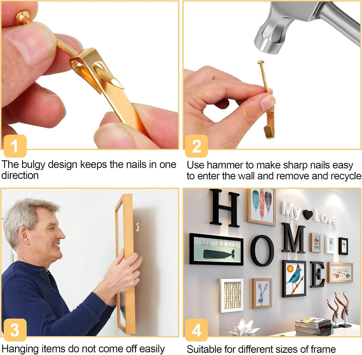 20lb/30lb/50lb Metal Picture Hanging Kit with Eye Slip Hook Plain Iron Finish Durable and Stylish Picture Hooks factory