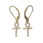 Dangle Sterling Silver Men Punk Gold Plated Earrings Dangle Cross Earrings For Women 925 Sterling Silver