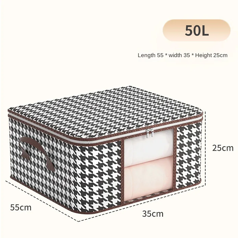 Large capacity storage bag clothing storage box, thousand bird grid, dustproof and moisture-proof cotton quil