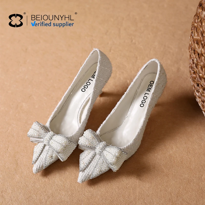 latest fashion wholesale customized logo New trend twinkle pumps thin heels women wedding shoes bridal high heel