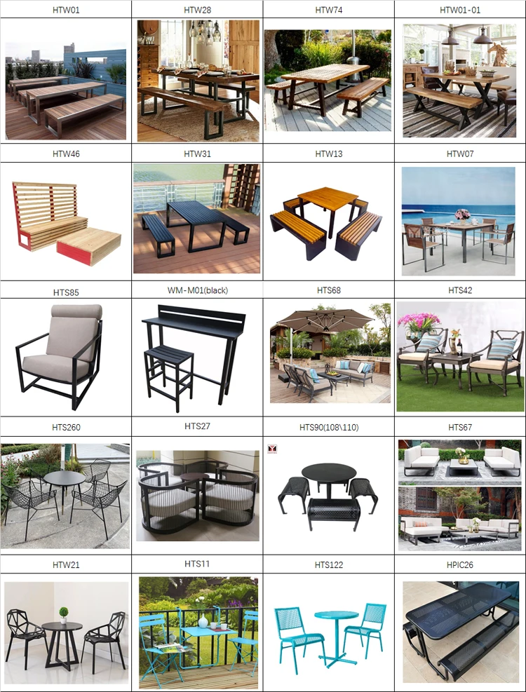 Outdoor Garden Patio Furniture Metal Dining Picnic Table Bench Thermoplastic Steel Restaurant