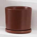 Color Garden Personalized Design Matte Chocolate Color Ceramic Outdoor Flower Pots For Garden