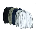 Tshirt 180GSM High Quality Cotton With Spandex Jersey Navy Blue Customized Men's Long Sleeve Tshirt