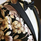 New Arrival Golden Black Printed Fabric Satin Contrast Lapel Men's Blazer MTM Bespoke Custom Slim Blazer For Men