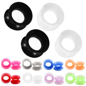 10Pair/Set Silicone Ear Plugs and Tunnels Flexible Double Flared Hollow Ear Piercing Gauge Expander Stretchers Women Jewelry