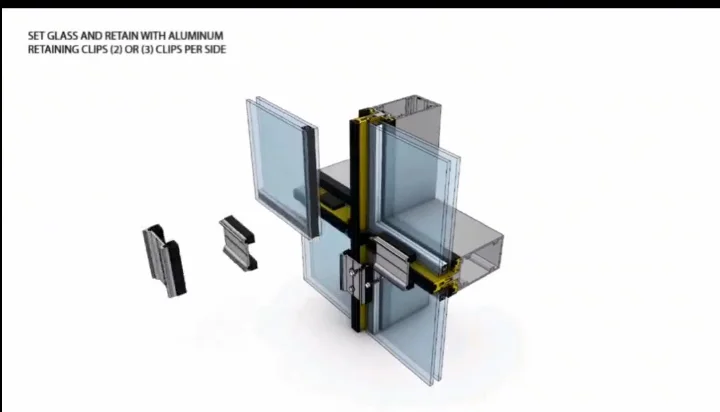 Aluminium Thermal Break Insulated Curtain Walls Frameless Aluminum